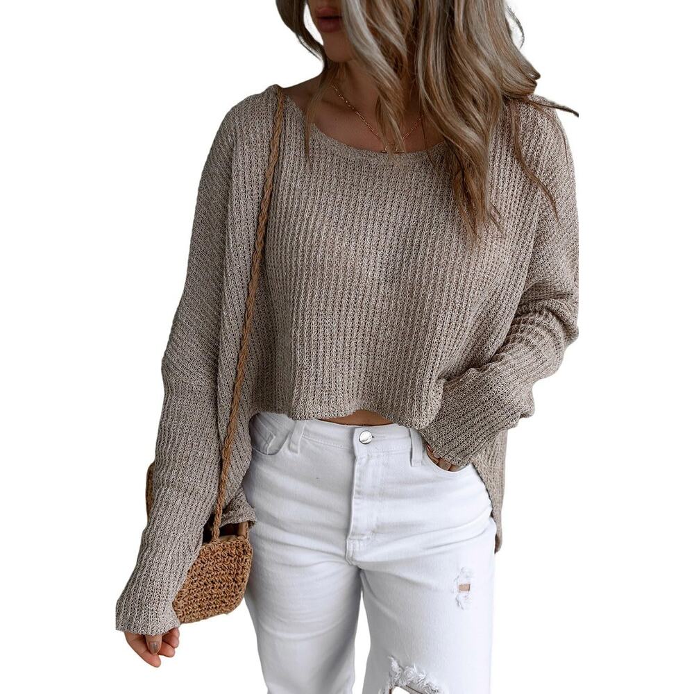 Gilli Womens Sweater Sz 2X Oatmeal Overlay NEW‎ Slouchy Curvy Beige
